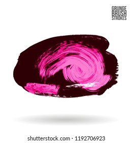 Pink  brush stroke and texture. Grunge vector abstract hand - painted element. Underline and border design.