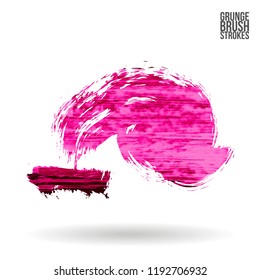 Pink  brush stroke and texture. Grunge vector abstract hand - painted element. Underline and border design.