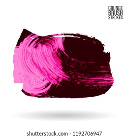 Pink  brush stroke and texture. Grunge vector abstract hand - painted element. Underline and border design.
