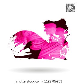 Pink  brush stroke and texture. Grunge vector abstract hand - painted element. Underline and border design.