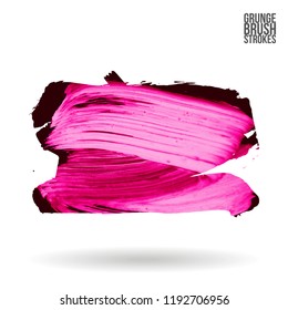 Pink  brush stroke and texture. Grunge vector abstract hand - painted element. Underline and border design.