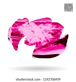 Pink  brush stroke and texture. Grunge vector abstract hand - painted element. Underline and border design.
