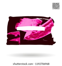Pink  brush stroke and texture. Grunge vector abstract hand - painted element. Underline and border design.