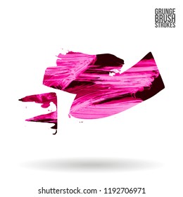 Pink  brush stroke and texture. Grunge vector abstract hand - painted element. Underline and border design.