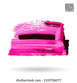 Pink  brush stroke and texture. Grunge vector abstract hand - painted element. Underline and border design.