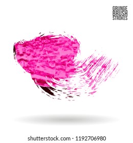 Pink  brush stroke and texture. Grunge vector abstract hand - painted element. Underline and border design.