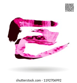 Pink  brush stroke and texture. Grunge vector abstract hand - painted element. Underline and border design.