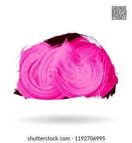 Pink  brush stroke and texture. Grunge vector abstract hand - painted element. Underline and border design.