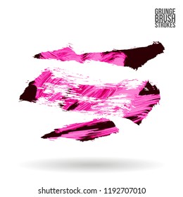 Pink  brush stroke and texture. Grunge vector abstract hand - painted element. Underline and border design.