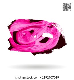 Pink  brush stroke and texture. Grunge vector abstract hand - painted element. Underline and border design.