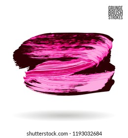 Pink brush stroke and texture. Grunge vector abstract hand - painted element. Underline and border design.