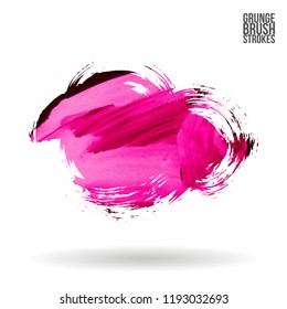 Pink brush stroke and texture. Grunge vector abstract hand - painted element. Underline and border design.