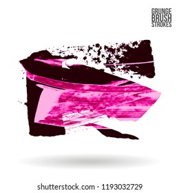 Pink brush stroke and texture. Grunge vector abstract hand - painted element. Underline and border design.