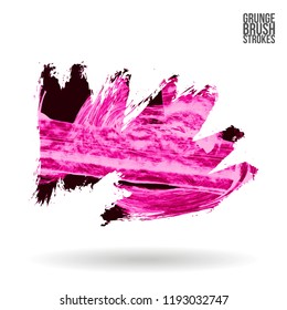 Pink brush stroke and texture. Grunge vector abstract hand - painted element. Underline and border design.