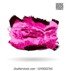 Pink brush stroke and texture. Grunge vector abstract hand - painted element. Underline and border design.