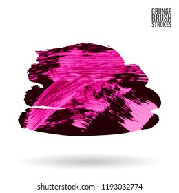 Pink brush stroke and texture. Grunge vector abstract hand - painted element. Underline and border design.