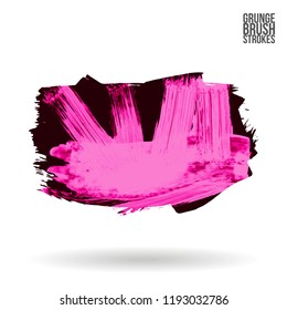 Pink brush stroke and texture. Grunge vector abstract hand - painted element. Underline and border design.