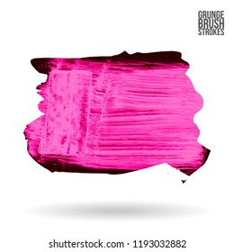 Pink brush stroke and texture. Grunge vector abstract hand - painted element. Underline and border design.
