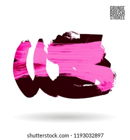 Pink brush stroke and texture. Grunge vector abstract hand - painted element. Underline and border design.