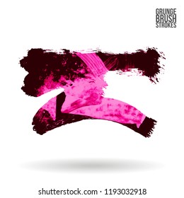 Pink brush stroke and texture. Grunge vector abstract hand - painted element. Underline and border design.