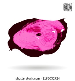 Pink brush stroke and texture. Grunge vector abstract hand - painted element. Underline and border design.
