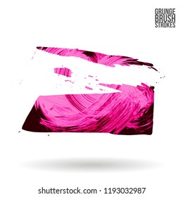 Pink brush stroke and texture. Grunge vector abstract hand - painted element. Underline and border design.
