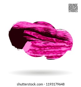 Pink brush stroke and texture. Grunge vector abstract hand - painted element. Underline and border design.