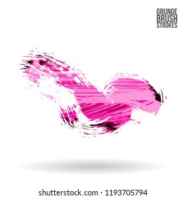 Pink brush stroke and texture. Grunge vector abstract hand - painted element. Underline and border design.