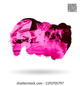 Pink  brush stroke and texture. Grunge vector abstract hand - painted element. Underline and border design.