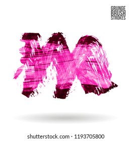 Pink brush stroke and texture. Grunge vector abstract hand - painted element. Underline and border design.