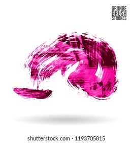 Pink brush stroke and texture. Grunge vector abstract hand - painted element. Underline and border design.