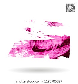 Pink brush stroke and texture. Grunge vector abstract hand - painted element. Underline and border design.