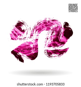 Pink brush stroke and texture. Grunge vector abstract hand - painted element. Underline and border design.