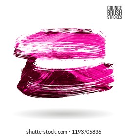 Pink brush stroke and texture. Grunge vector abstract hand - painted element. Underline and border design.
