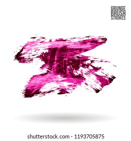 Pink brush stroke and texture. Grunge vector abstract hand - painted element. Underline and border design.