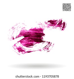 Pink brush stroke and texture. Grunge vector abstract hand - painted element. Underline and border design.