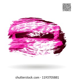 Pink brush stroke and texture. Grunge vector abstract hand - painted element. Underline and border design.