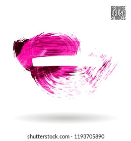 Pink brush stroke and texture. Grunge vector abstract hand - painted element. Underline and border design.