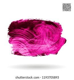 Pink brush stroke and texture. Grunge vector abstract hand - painted element. Underline and border design.