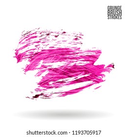 Pink brush stroke and texture. Grunge vector abstract hand - painted element. Underline and border design.