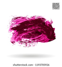 Pink brush stroke and texture. Grunge vector abstract hand - painted element. Underline and border design.