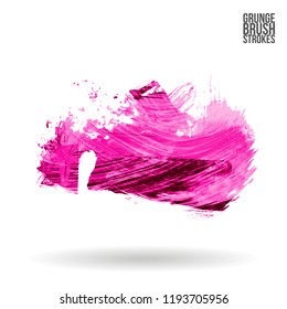 Pink brush stroke and texture. Grunge vector abstract hand - painted element. Underline and border design.