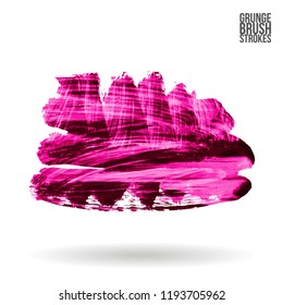 Pink brush stroke and texture. Grunge vector abstract hand - painted element. Underline and border design.