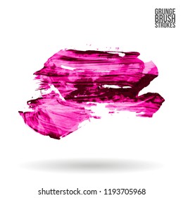 Pink brush stroke and texture. Grunge vector abstract hand - painted element. Underline and border design.