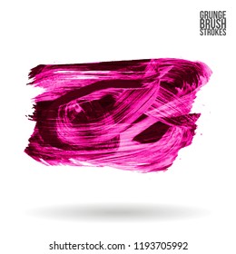 Pink brush stroke and texture. Grunge vector abstract hand - painted element. Underline and border design.