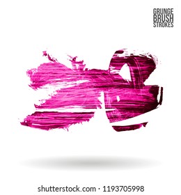 Pink brush stroke and texture. Grunge vector abstract hand - painted element. Underline and border design.