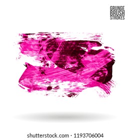 Pink brush stroke and texture. Grunge vector abstract hand - painted element. Underline and border design.