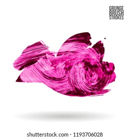 Pink brush stroke and texture. Grunge vector abstract hand - painted element. Underline and border design.