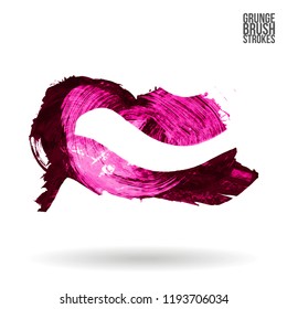Pink brush stroke and texture. Grunge vector abstract hand - painted element. Underline and border design.