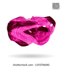 Pink brush stroke and texture. Grunge vector abstract hand - painted element. Underline and border design.